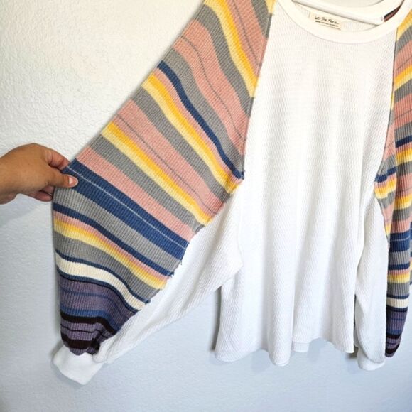 NWOT We The Free Revolve Muted Rainbow Dreams Top Balloon Sleeves, Womens Medium - Picture 4 of 5